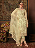 Indian Clothes - Pista Green Embroidered Pakistani Pants Suit