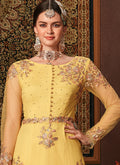 Yellow Bunch Embroidered Pakistani Pants Suit, Salwar Kameez