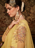 Yellow Bunch Embroidered Pakistani Pants Suit