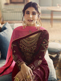 Maroon And Pink Ethnic Embroidered Sharara Suit