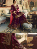 Maroon And Pink Ethnic Embroidered Sharara Suit
