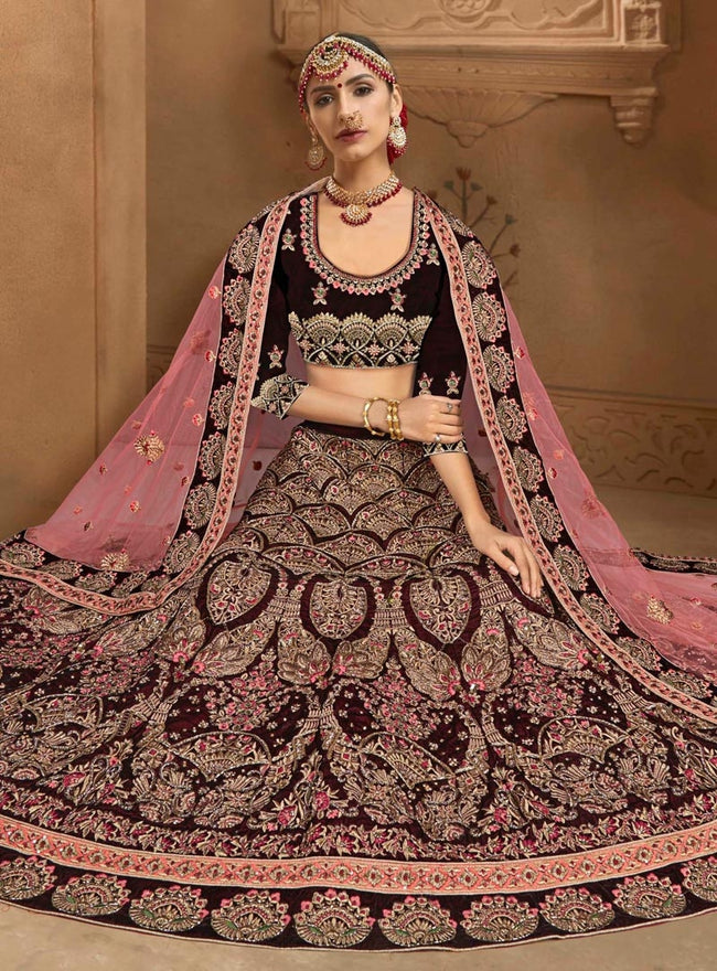 Maroon and pink lehenga store