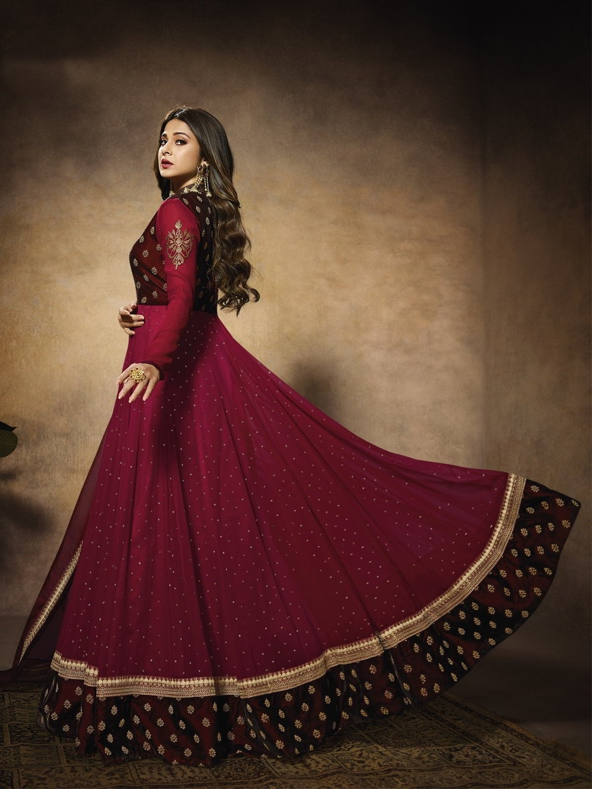 Maroon velvet deals anarkali