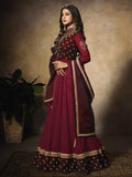 Maroon Bridal Embroidered Velvet Anarkali Suit