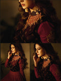 Maroon Bridal Embroidered Velvet Anarkali Suit