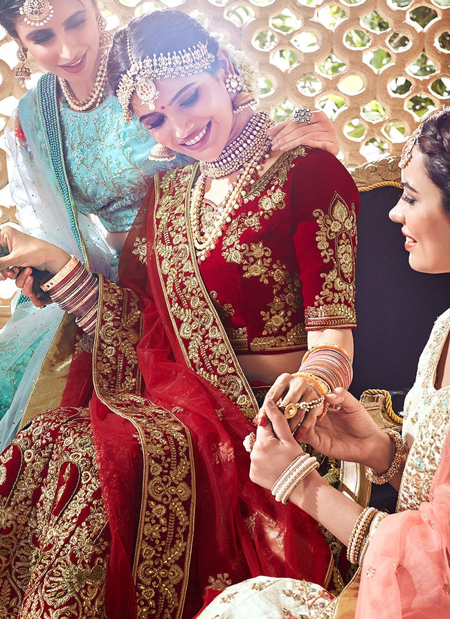 Shop Jewellery On Maroon Lehenga | UP TO 60% OFF