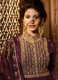 Maroon Delicately Embroidered Kalidar Anarkali Suit