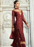 Maroon Embroidered Georgette Palazzo Suit