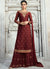 Maroon Embroidered Georgette Palazzo Suit