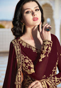 Maroon Overall Elegant Embroidered Anarkali Suit