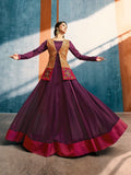 Plum Perfection With Mustard Contrasting Jacket Embroidered Designer Anarkali Style Kurti
