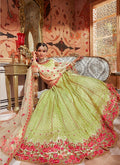 Mint Green With Floral Embroidered Flared Lehenga Choli Set
