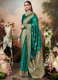 Rama Green Designer Banarasi Silk Saree