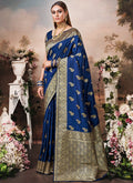 Royal Blue Designer Banarasi Silk Saree
