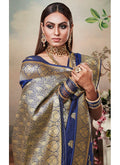Indian Sarees - Royal Blue Designer Banarasi Silk Saree In usa uk canada 