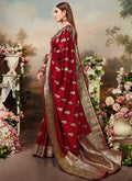 Indian Saree - Bridal Red Designer Banarasi Silk Saree In usa uk canada