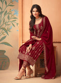 Red Pakistani Pant Suit In usa