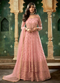 Indian Clothes - Pink Designer Wedding Lehenga Style Anarkali Suit