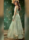 Mint Green Designer Wedding Lehenga Style Anarkali Suit, Salwar Kameez