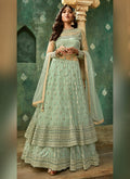 Mint Green Designer Wedding Lehenga Style Anarkali Suit