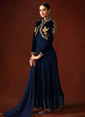 Indian Clothes - Blue Designer Anarkali Gown Suit