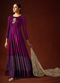 Indian Clothes - Purple Designer Anarkali Gown Suit