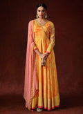 Indian Clothes - Yellow Designer Anarkali Gown Suit