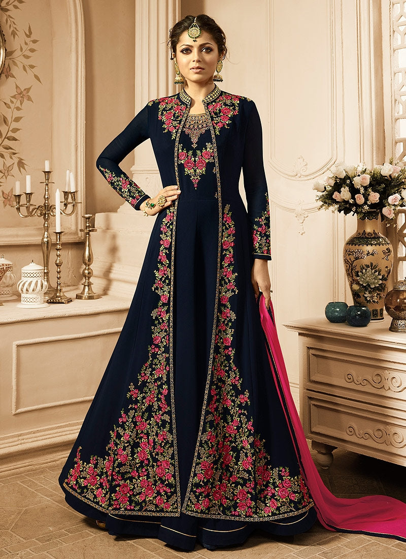 Long frock suit sales with jacket images
