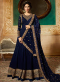 Navy Blue Delicately Embroidered Kalidar Anarkali Suit