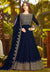 Navy Blue Golden Embroidered Georgette Anarkali Suit