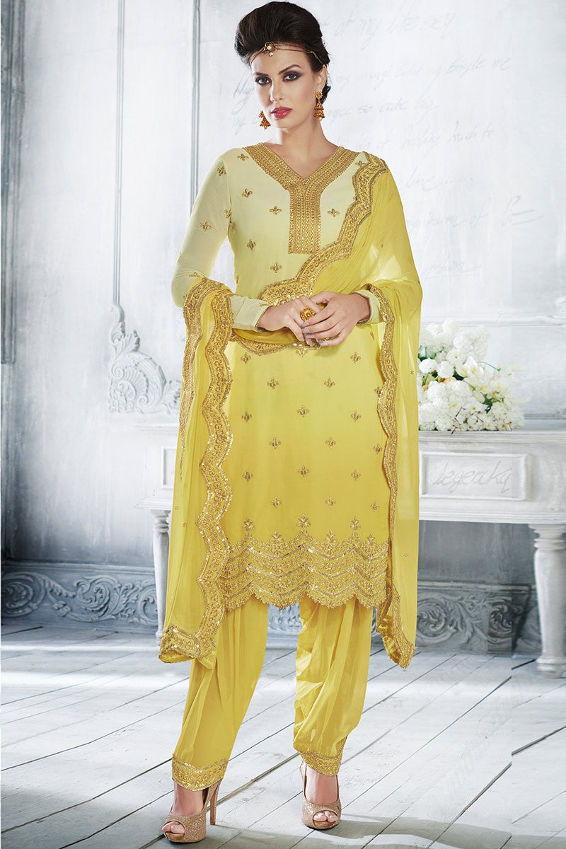 Girls Punjabi Bhangra Gidda Dance Yellow Costume (Salwar, Kurta, Dupatta) –  The Dance Bible