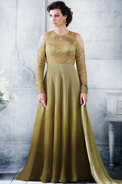 Pista Green Embroidered Anarkali Suit