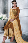 Brown Anarkali Pant Suit