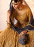 Ochre Yellow And Grey Embroidered Flared Anarkali Lehenga Suit