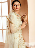 Off White With Golden Touch Embroidered Gharara Suit