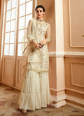 Off White With Golden Touch Embroidered Gharara Suit