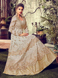 Off White And Golden Detail Layered Anarkali Suit
