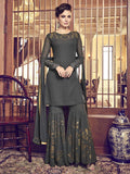 Olive Green Embellished Classic Palazzo Suit