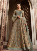 Olive Green Overall Embellished Lehenga/Pant Suit