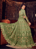 Olive Green With Golden Embroidered Lehenga/Pant Suit