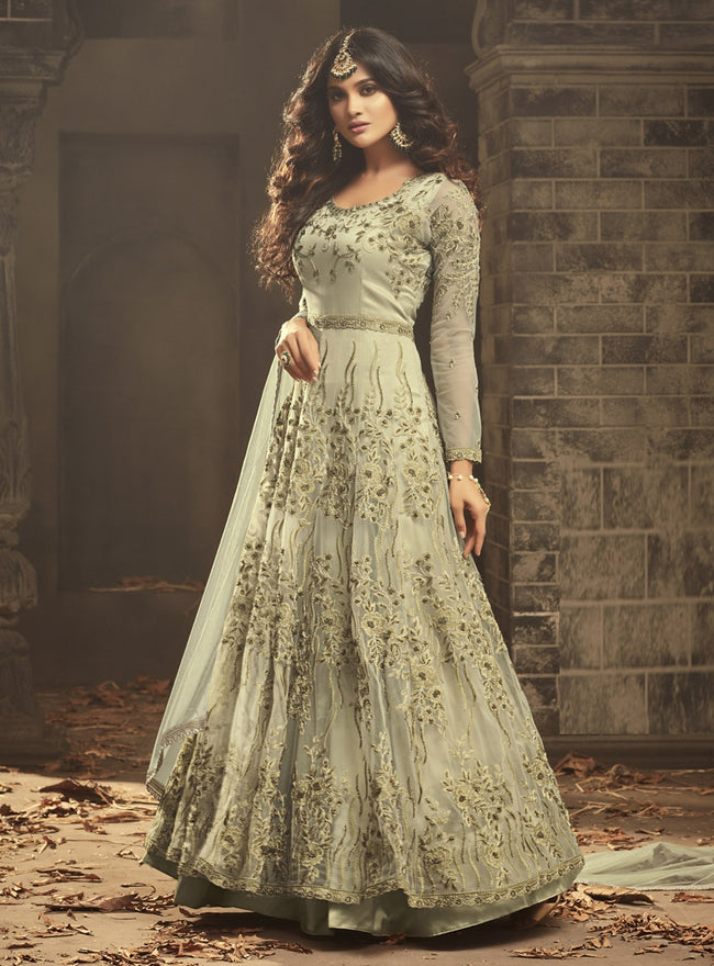 Pastel Green Gown Style Anarkali Suit