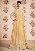 Pastel Yellow Embroidered Palazzo Suit 
