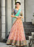 Peach And Grey Embroidered Lehenga Choli Suit