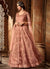 Peach Ethnic Embroidered Net Anarkali Suit