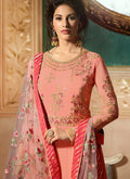 Peach Delicately Embroidered Kalidar Anarkali Suit