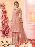 Peach All Over With Kashmiri Embroidered Flared Sharara Suit