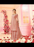 Peach All Over With Kashmiri Embroidered Flared Sharara Suit
