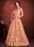 Peach Golden Fully Embroidered Anarkali Lehenga Suit