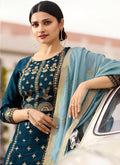 Peacock Blue Embroidered Pakistani Pant Suit