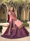 Pink And Purple Embroidered Lehenga Kurti Set